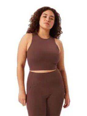 Girlfriend Collective Dylan Brown High Neck Racerback Tank Bra L